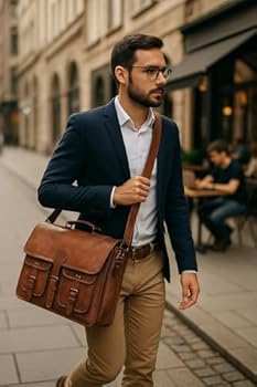 Leather Briefcase 18 inch Laptop Messenger Bag for Men and Women