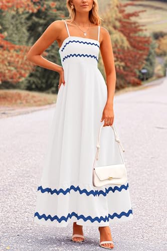 Image of PRETTYGARDEN Women's 2026 Summer Flowy Maxi Dress Casual Sleeveless Spaghetti Strap Ruffle Beach Long Dresses