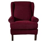 Funda elástica para sillón de eleoption, funda para sofá de jacquard, funda elástica para sillón de orejas, para sillones Wing Chair (color rojo)