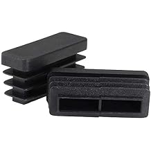 Yoohey 12PCS 1/2 x 1 1/2 Black Rectangle End Caps Plastic Square Rectangle Furniture Foot Table Chair Legs Tube Inserts Threaded End Blanking Caps Protector 13mm x 38mm