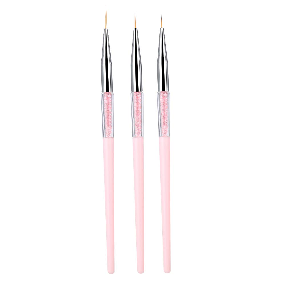 3Pcs Nail Art Liner Brushes, Nail Gel Polish Painting Nail Art Design Brush Pen Set, Nail Dotting Painting Drawing Pen for Short Strokes, Details, Blending, Elongated Lines etc