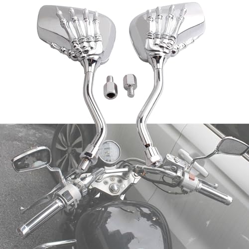 Rétroviseur moto squelette chrome pour scooter et e-bike look custom