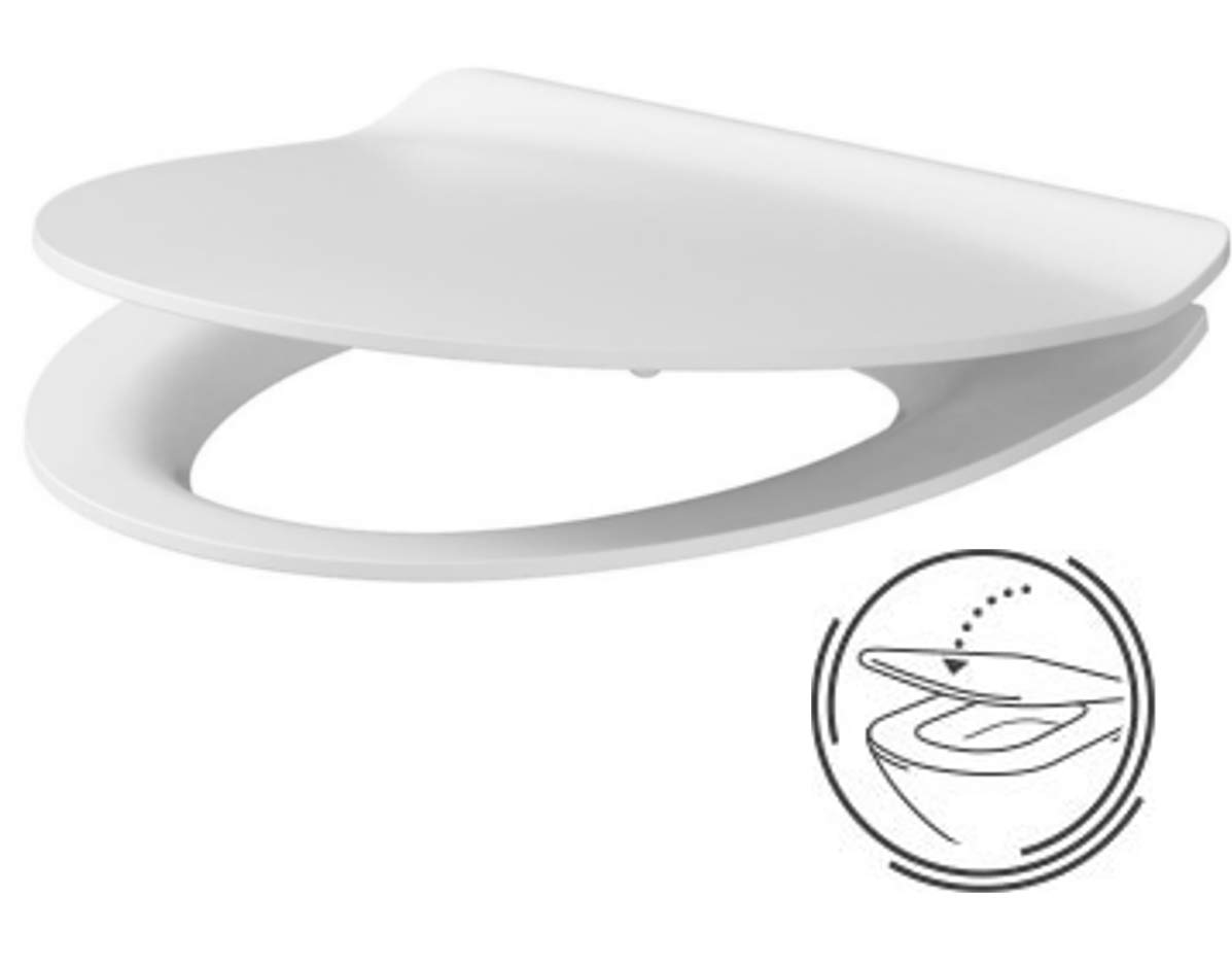 Completo per WC Toilette di ceramica stand – Set di design con cassetta Parva Slim in Duroplast, Sedile WC con abbassamento automatico SoftClose con funzione