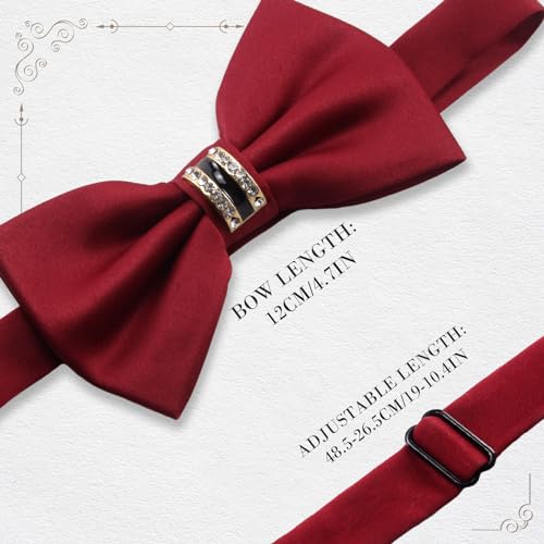 BOROLA Conjunto de Gravata Borboleta Masculina Formal com Design de Diamante Negócios, com Brilho de