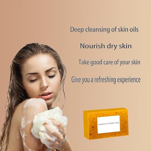 COLOTTE Lemon Turmeric Kojic Soap,Natural Handmade Soap,Turmeric Soaps Bar for Face and Body, Smooth Skin Tumeric Soapes,Deep Cleansing Soaps for Men & Women (2 PCS)