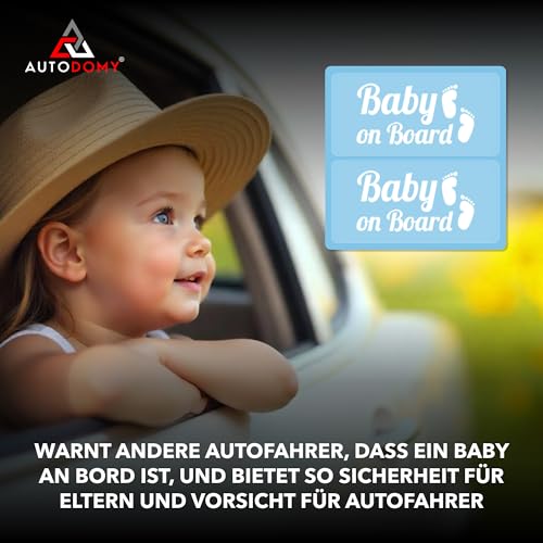 Autodomy 2 Stück Baby On Board Füße Hohe Sichtbarkeit aus großer Entfernung | Baby on Board Aufkleber Auto Für alle Fahrzeugtypen | 15x7 cm (Weiß)