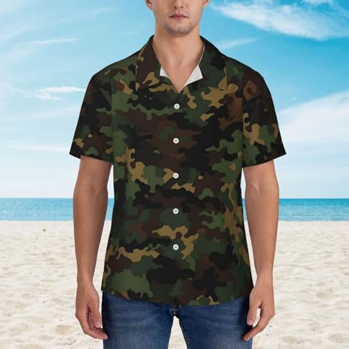 Chemise hawaïenne à motif camouflage vêtement de plage décontracté manches courtes - 2