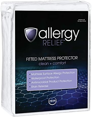 Allergy Relief Waterproof Mattress Protector, Clean Comfort, Fitted Mattress Protector, Twin Mattress Cover
