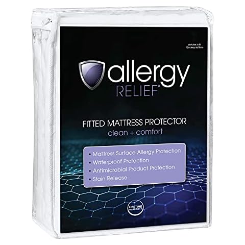 Allergy Relief Circular Knit Fitted Mattress Protector- Full Size Waterproof Stain Release Soft Top Cover Cover
