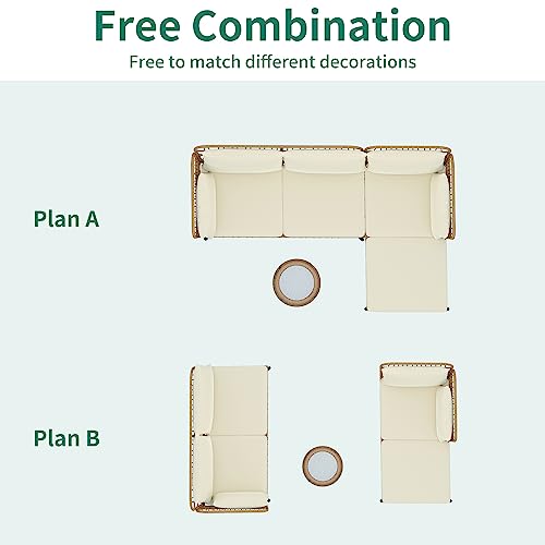 Yitahome PRX56946 3 Pieces Patio Furniture Set, Outdoor Wicker Conversation Sectional L-Shaped Sofa thumb #5