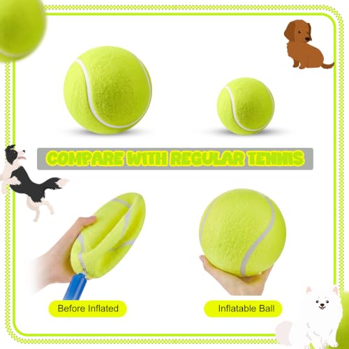 Image of Sratte 6 Pieces Giant Large Tennis Ball for Dogs 6'' Inflatable Large Dog Toy Balls for Indoor Outdoor Training Playing Sports (Fluorescent Green)