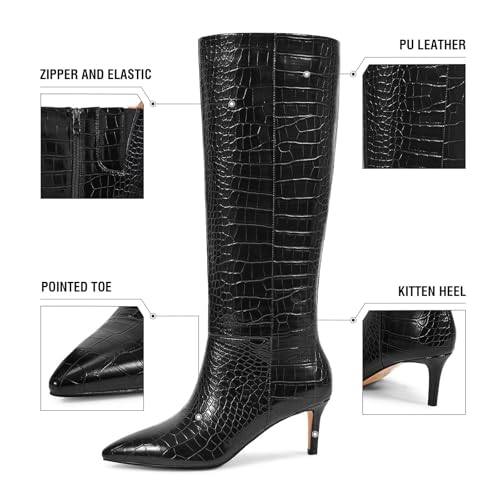 Image of wetkiss Knee High Boots - Pointed Toe & Kitten Heel & Side Full Zipper