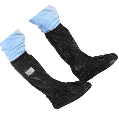 Rain Shoe Covers, Non Slip PVC Shoe Protectors con tira elástica y diseño de cremallera para ciclismo, esquí, pesca y actividades al aire libre (Negro XL) miniatura 3
