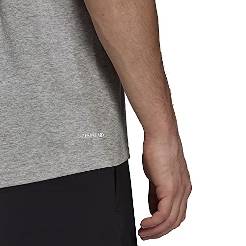 Adidas Men's Size Aeroready Designed 2 Move Feelready Sport Tee, Medium Grey Heather/White, Large/Tall #TOP3