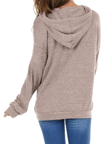 PGANDS Women's Long Sleeve Drawstring Hoodies Sweatshirt Casual Loose Lightweight Pullover Tops with Pocket - Image 4