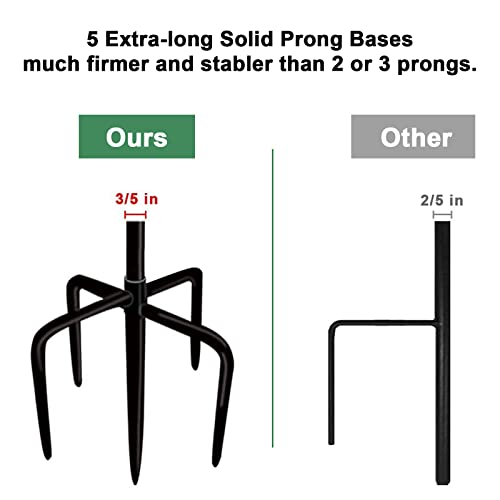 Garden Shepherds Hook 76in, 2pcs Bird Feeder Pole Hanger Holder Stand 5 Prong Base, Heavy Duty Feeder Pole for Hanging Birdhouses, Flower Pots, Metal Plant Lantern Hanger Holder by Focefec - Image 4