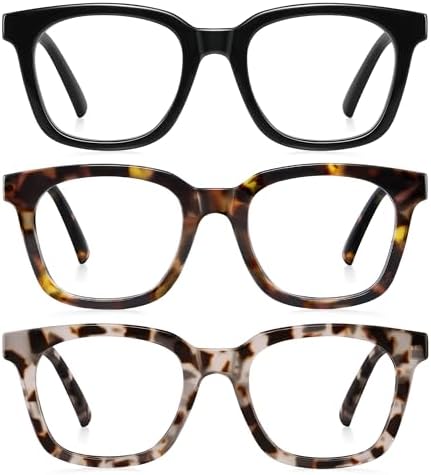 AIMISUV Reading Glasses for Women Men - Blue Light Blocking Magnifying Readers,Square Anti-Glare Computer Eyeglasses(3Pack,2.0X)