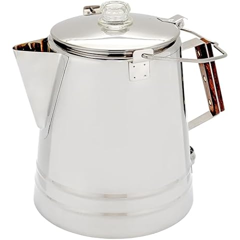 COLETTI Scoutmaster Camp Coffee Pot — Cowboy Coffee Pot, Coffee Percolator Camping – Huge Stainless Steel Coffee Pot – The Ultimate Camping Percolator, NO Aluminum or Plastic [24 Cup] Cover