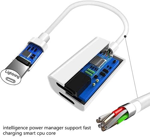 [Apple MFi Certified] iPhone Adapter & Splitter, Hutou 2 in 1 Dual Lightning Headphone Jack Audio + Charge Cable Compatible with iPhone 12/11/XS/XR/X 8/iPad, Support iOS 14 + Sync Data + Music Control