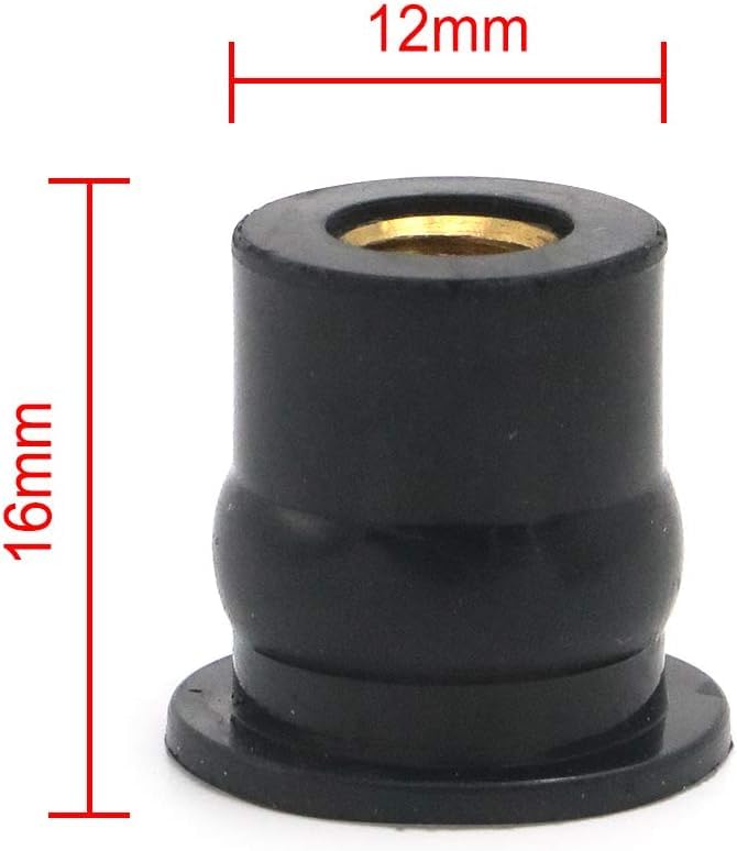 10PCS Rubber Well Nut for Windscreen & Fairing Universal M6 6mm1/2  Wellnuts For Universal Motorcycle : Automotive 