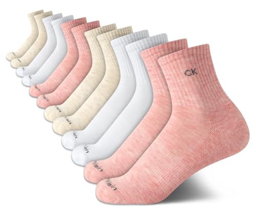 Image of Calvin Klein Womens 12 Pack Terry Cushioned High Quarter Socks