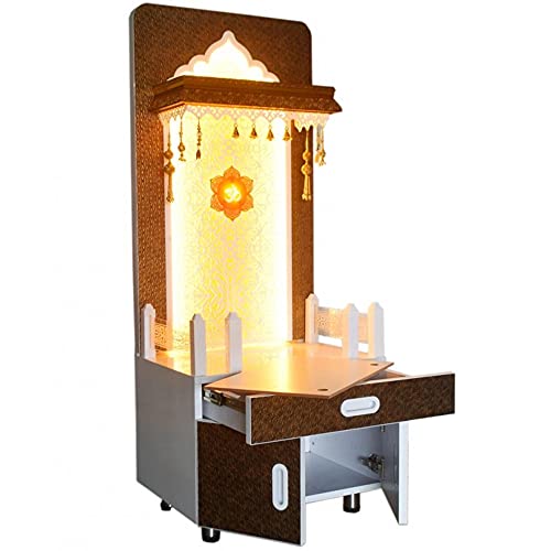 Krisha Krafts Wooden Mandir Wall Hanging With Led Lighting For Home Size (L X B X H - In Inches) : 24 * 18 * 60 #TOP3
