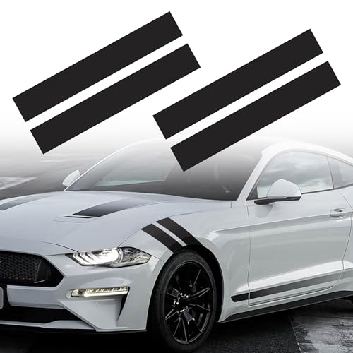Image of TOMALL 2 Pair Racing Sport Stripe Vinyl Decals for Car Fender Hood Bumper Trunk Auto Stripe Graphic Stickers Decorations for Pickup Vehicle SUV Truck Off-Road (Matte Black)