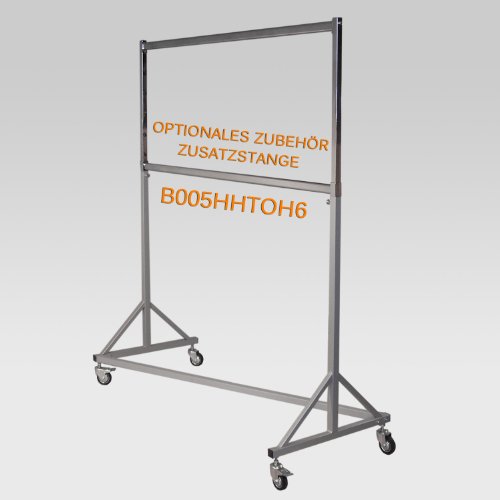 GERSO Profi Schwerlast Kleiderständer höhenverstellbar 125–205 cm | 150 kg Tragkraft | Industrie-Qualität Metall verchromt | Rollbar mit 80 mm Lenkrollen & Bremse | Stabiler Garderobenständer Premium