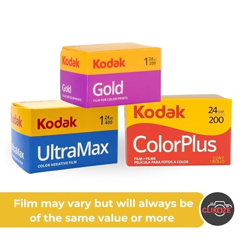 35mm Film Camera Bundle Includes Black Swiss+Go Novocolor Analogue Film Camera with Kodak ColorPlus 24 EXP Film, Kodak Max Super Alkaline AAA Batteries and Clikoze Film Photography Tips Card - Image 3