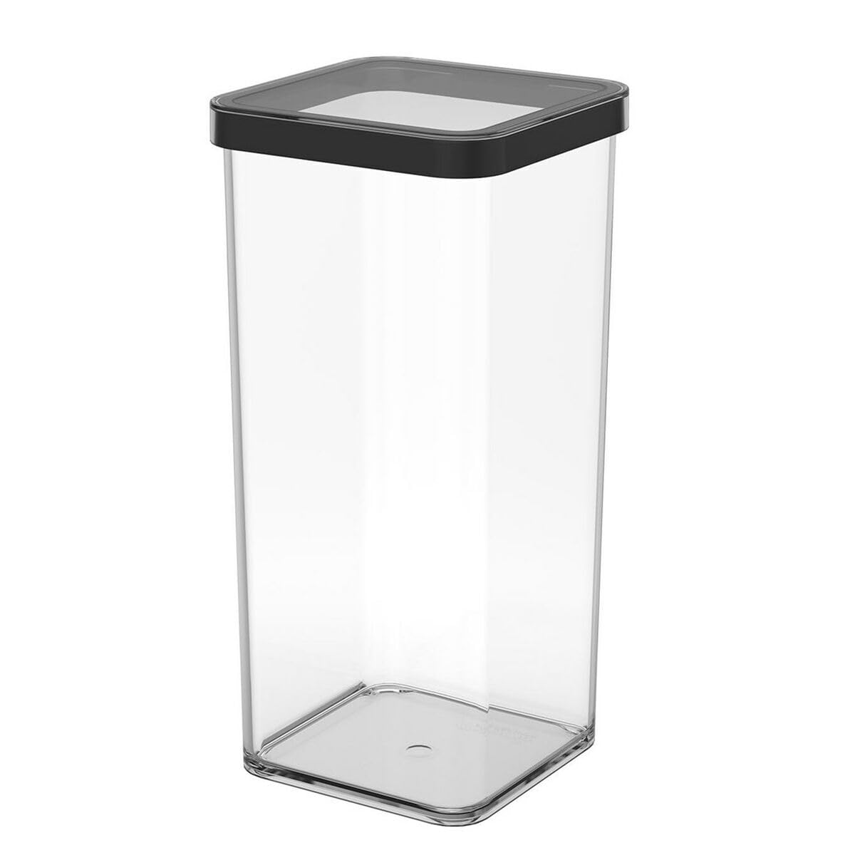 Rotho Loft Square Storage Jar with Lid and Seal, Food Safe, Storage Box, Kitchen Helper, Organiser - Plastic (SAN) BPA-Free, Transparent/Black (1.5 L Square), 1160508080