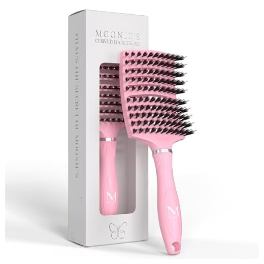 MOONIE'S No-Tangle Haarborstel, Premium Ontklitborstel voor Lang Haar, Haarverzorgingspeddelborstel voor Vrouwen, Mannen & Kinderen, Nat & Droog Haar, Roze