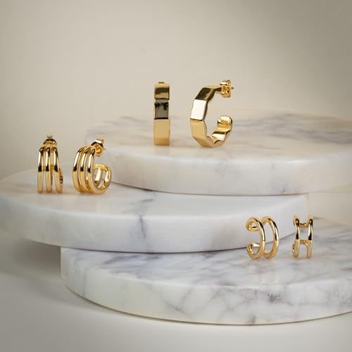 Amazon Essentials 14K Gold-Plated Hoop Earring Sets3