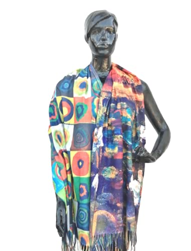 Écharpe en viscose double impression Monet et Kandinskij style pashmina