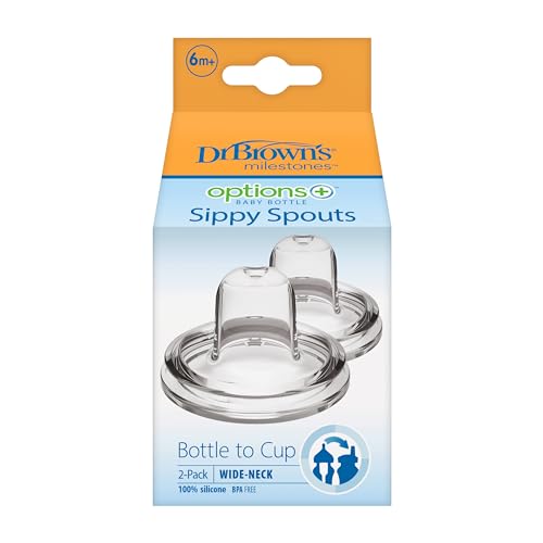 Image of Dr. Brown's Options+ Wide-Neck Baby Bottle Silicone Sippy Spout,6m+,2 Count (Pack of 12)