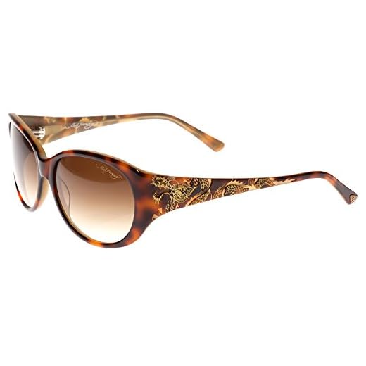 Ed Hardy Big Dragon Gradient 58 16 135 Sunglasses, Tortoise Brown