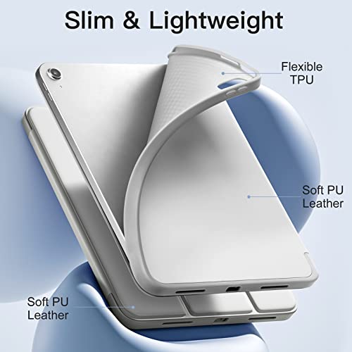 Image of Akkerds Compatible with iPad (A16) 11th Generation Case 11 Inch 2025, for iPad 10th Generation Case 10.9 Inch 2022 with Pencil Holder, Slim Trifold Stand Protective Cover with Soft TPU Back,Light Gray