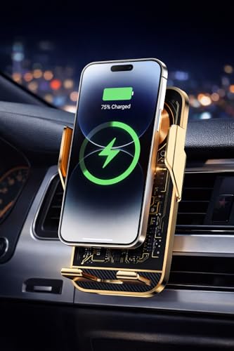 Image of Wireless Car Charger, 15W Fast Charging Auto Clamping Car Charger Phone Mount fit for iPhone 16 15 14 13 12 Pro Max 11 XR XS, Samsung Galaxy S24 Ultra S23 S22 S21, S20, S10+, Black