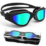 HotSrace UV Impermeable Anti-vaho Gafas Natación (Polarized/Full Black with Golden Lenses)