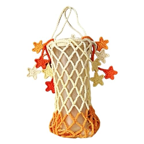 Sac au crochet pour gourde avec gland étoile et bandoulière intégrée pour bouteille d'eau