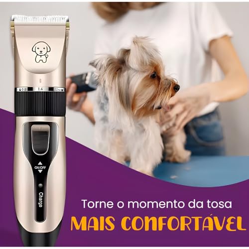 Máquina de Tosa Pet Premium Profissional para Pêlos de Cachorro Gato com Acessórios Lâminas Precisas