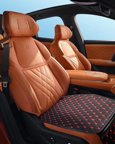 Image of STHIRA 3Pcs Car Seat Covers PU Luxury Front Seat Cushion Mat Fashion Car Seat Cover with Storage Pouch Long Rear Seat Cover Anti-Slip Car Seat Cover