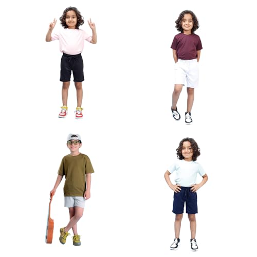 Image of Nusyl Solid & Printed Cotton Blend Shorts for Boys | Comfortable Casual Shorts | Soft Breathable Fabric with Elastic Waistband | Relaxed Fit | 2-16 Years | Multiple Colors