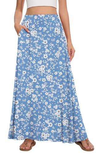 Image of Womens Maxi Skirt Long Flowy Summer A-Line High Waist Skirts