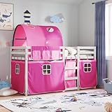 vidaXL Litera con Cortinas Madera Maciza de Pino Rosa 90x200 cm, litera Doble