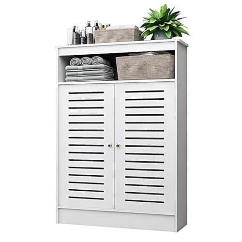 Cubre Radiadores Blancos con Puertas Dobles Cubreradiador Tablero de 1,2cm de Grosor Impermeable/Ignífugo Armario Cubre Calentador para Radiadores y Tuberías(90x20x100cm)
