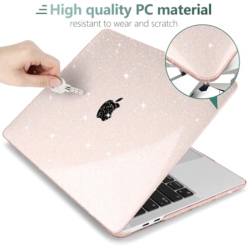 TWOLSKOO for MacBook Pro 13 inch Case 2023-2016 A2338 M2 M1 A2251 A2289 A2159 A1989 A1708 A1706, Glitter Bling Plastic Case with Keyboard Cover & Type C Adapter 2 Pack & Camera Cover, Sparkly Pink by TWOLSKOO - Used condition - Image 4