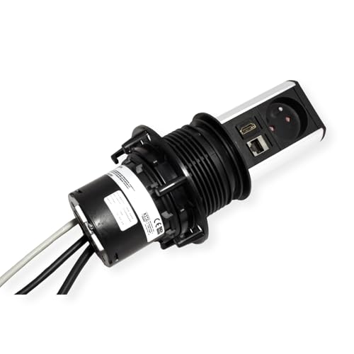Bloc multiprise escamotable BACHMANN Elevator avec connecteurs UTE HDMI et CAT6A 90° - 4
