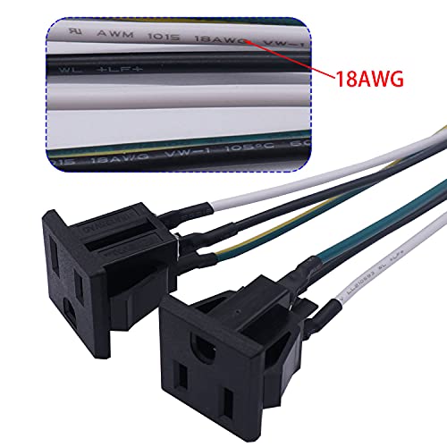 weideer 3Pcs 3 Pins US Power Socket Plug Panel 15A 125V AC Panel Mount Outlet Industrial Plug Female Connectors Adapter With 18AWG Connection line K-019-X