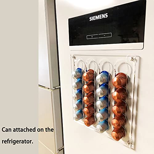 Duvindd Coffee Pod Holder For Nespresso Original Line Capsule Holder Acrylic Magnetic Coffee Pods Organizer, Freestanding Or Mounted On The Fridge, Hold 40 Capsule Pods Capacity Storage Rack #TOP2