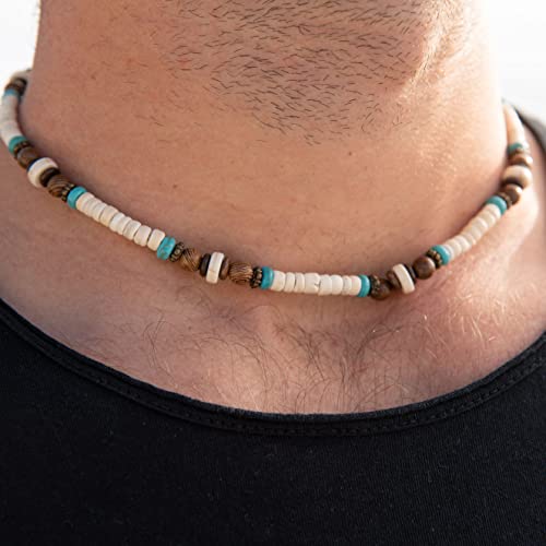 Made by Nami Surfer Necklace for Men with Natural Coconut Beads Waterproof Surfer Beaded Necklace for Men Handmade Beach Festival and Summer Accessories Gift for Him4